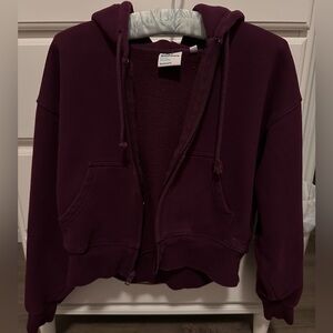 TNA Cropped Deep Purple Sweatfleece Hoodie